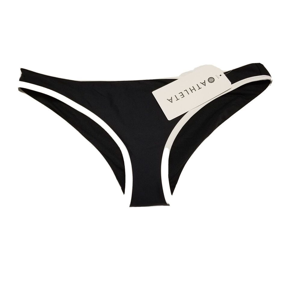 Athleta Clean Medium Bound Bikini Bottom Black White‎ Women's Medium #405798 - Picture 3 of 7